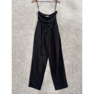 OuterKnown Ronan Belted Jumpsuit Size 0 Black Strapless Pockets‎ Boho Luxe